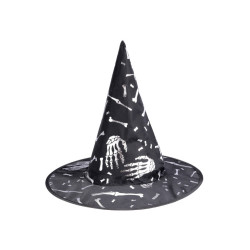 Čarodějnický klobouk s motivem kostí